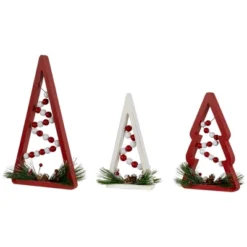 Northlight Set Of 3 Red And White Beaded Christmas Trees Wooden Table Decorations 0.98 FT -Christmas Gifts Store GUEST 0159cbf2 3db4 43a2 9e98 c96feb312a31