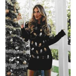 Tipsy Elves Tipsy Elves Women's Light Strand Sweater Dress - Black Christmas Lights Sweater Dress -Christmas Gifts Store GUEST 01c9d406 186e 4f37 9ac1 1f7ea22e83ad