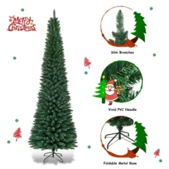Costway 9FT Pencil Christmas Tree Slim Xmas Tree For Indoor Outdoor Decoration Green -Christmas Gifts Store GUEST 03a21ac2 9861 4123 b37b 2425794a0c14