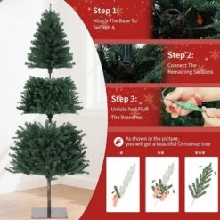 6/7.5FT Pre-Lit Pencil Christmas Tree, Slim Artificial Alpine Tree With LED Lights, Metal Stand, Skinny Holiday Decor For Room, Apartment, Office -Christmas Gifts Store GUEST 0cd24f56 d985 4c23 b5f3 62fdf5079be2