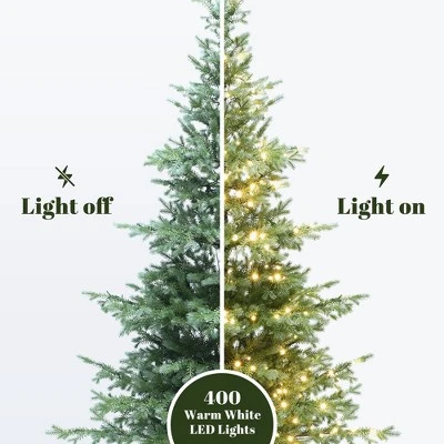 LuxenHome 7Ft Pre-Lit Artificial Pine Christmas Tree With Dusty Green PE Tips & Metal Stand 6 LuxenHome 7Ft Pre-Lit Artificial Pine Christmas Tree With Dusty Green PE Tips & Metal Stand - Image 4