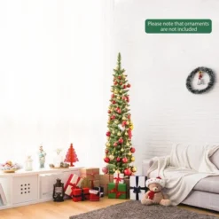 Costway 5/6/7/99 FT Pre-Lit Pencil Christmas Tree With 400 LED Lights & 699 Branch Tips Party -Christmas Gifts Store GUEST 103bd875 889f 478b acc0 a34a8d1edfe2