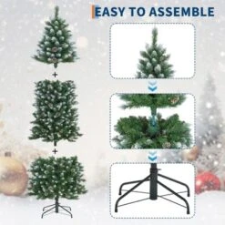 Pre-Lit Slim Christmas Tree With Warm White Lights, Pine Cones & Metal Stand — Weather-Resistant PVC Tips, 6/7.5/9/12 Ft -Christmas Gifts Store GUEST 10aec6ef 8a11 471a 9b9b 2fa65fdae367