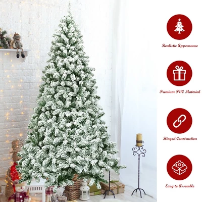 Costway 7.5FT Snow Flocked Artificial Christmas Tree Hinged W/1346 Tip And Foldable Base 8 Costway 7.5FT Snow Flocked Artificial Christmas Tree Hinged W/1346 Tip And Foldable Base - Image 6