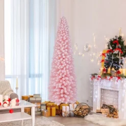 Costway 5/6/7/8 FT Artificial Pink Christmas Tree With 328/460/635/1000 Branch Tips Folding Metal Stand -Christmas Gifts Store GUEST 1f7ed218 016a 4244 8839 19de927255e2