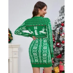 Women's Ugly Christmas Sweater Long Sleeve Round Neck Slim Mini Dress -Christmas Gifts Store GUEST 3aa24414 9d61 47fd 9894 1790bb926b0a