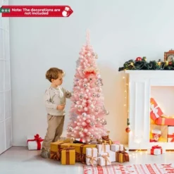 Costway 5/6/7/8 FT Artificial Pink Christmas Tree With 328/460/635/1000 Branch Tips Folding Metal Stand -Christmas Gifts Store GUEST 3f99620d 7d0a 4627 b04c 332b761f5e04