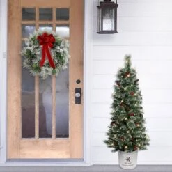 Puleo 4.5' Pre-Lit Potted Pine Artificial Christmas Tree