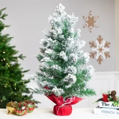 Northlight Full Flocked Angel Pine Artificial Mini Christmas Tree - 24" - Unlit