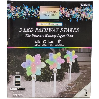 Gemmy Orchestra Of Lights 3-LED Multicolor Snowflake Christmas Pathway Markers 5 Gemmy Orchestra Of Lights 3-LED Multicolor Snowflake Christmas Pathway Markers - Image 3