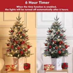 3ft Small Christmas Tree Pre-Lit Artificial Christmas Tree With 78 Led Lights, Snow Flocked Xmas Tree W/Base, Timer Function, Battery Operated -Christmas Gifts Store GUEST 62f67cd9 e424 45b7 b418 11be04726c0b