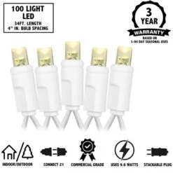 Novelty Lights 34 Feet 100 Light LED Christmas Lights White Wire, Connectable Mini String, Indoor/Outdoor, Commercial Grade, UL Listed -Christmas Gifts Store GUEST 63fa132c 78ed 430e abc1 a2ede1dfd0e7
