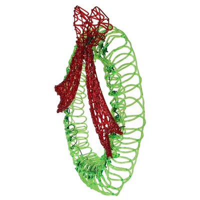 Northlight 20" Green And Red Lighted Wreath And Bow Christmas Window Silhouette Decoration 6 Northlight 20" Green And Red Lighted Wreath And Bow Christmas Window Silhouette Decoration - Image 4