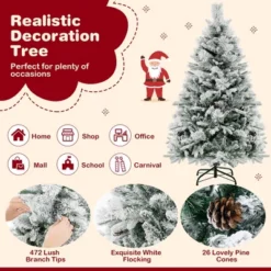 Costway 4.5 FT/6FT/7ft Pre-Lit Snow Flocked Christmas Tree Hinged Xmas Tree With8 Modes 160/240/320 Lights -Christmas Gifts Store GUEST 87e3abba 181f 4857 bd73 bdf5fe1f9697