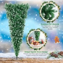 Costway 7.5FT Pre-Lit Snowy Upside Down Christmas Tree 1100 Tips W/ 400 Lights & 8 Modes -Christmas Gifts Store GUEST 9d15d88c 27f7 4776 b1f1 90e473f1cf08