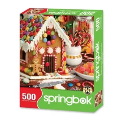 Springbok Gingerbread House Jigsaw Puzzle - 500pc: Holiday-Themed Cardboard Puzzle Focused On Memory & Problem Solving Skills