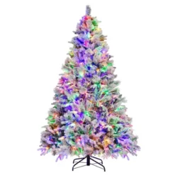Costway 4.5 FT/6FT/7ft Pre-Lit Snow Flocked Christmas Tree Hinged Xmas Tree With8 Modes 160/240/320 Lights -Christmas Gifts Store GUEST a01b4238 db47 417c a612 324c051d0567