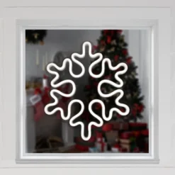 Northlight 15" White LED Lighted Neon Style Snowflake Christmas Window Silhouette