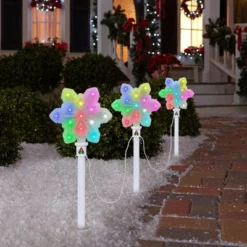 Gemmy Orchestra Of Lights 3-LED Multicolor Snowflake Christmas Pathway Markers