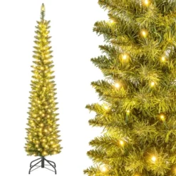 Costway 5/6/7/99 FT Pre-Lit Pencil Christmas Tree With 400 LED Lights & 699 Branch Tips Party -Christmas Gifts Store GUEST c3c40290 e772 4d5b ac23 76b922ae19fc
