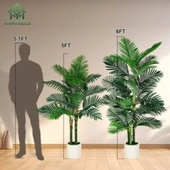 VIVATREES 5FT 6FT Areca Palm Artificial Golden Cane Palm Tree Palm Faux Plant With White Square Pot For Home Office Decor Interior Outdoor Decoration -Christmas Gifts Store GUEST c6b0c50d 4bc4 405b a33e 48b11ea20692