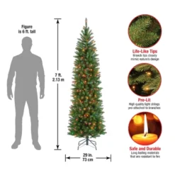 National Tree Company 7 Ft Artificial Pre-Lit Slim Christmas Tree, Green, Kingswood Fir, Multicolor Lights, Includes Stand -Christmas Gifts Store GUEST c6d13328 d836 45b2 8627 5f2b82242427