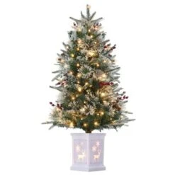3ft Small Christmas Tree Pre-Lit Artificial Christmas Tree With 78 Led Lights, Snow Flocked Xmas Tree W/Base, Timer Function, Battery Operated -Christmas Gifts Store GUEST cc1777ca 5b05 4e07 b4af fbb09cbac0f1