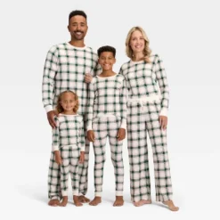 Kids' Plaid Ribbed Long Sleeve Shirt And Pants Holiday Matching Family Pajama Set - Wondershop™ Cream -Christmas Gifts Store GUEST d13738c3 7198 400a 9cfc f504eadb7c5d