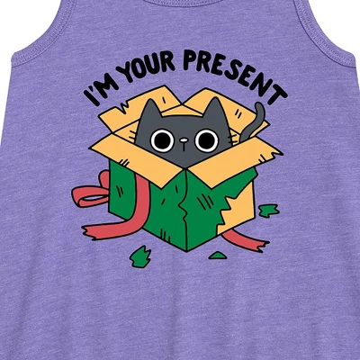 Girls' - Instant Message - Cat Christmas Present Graphic Sleeveless Aline Dress 3 Girls' - Instant Message - Cat Christmas Present Graphic Sleeveless Aline Dress