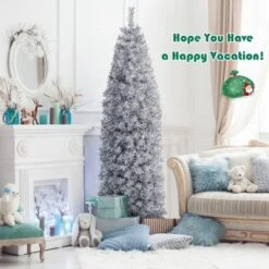 Costway 7 FT Pre-Lit Christmas Tree Hinged Slim Pencil W/ 350 LED Lights 670 Branch Tips -Christmas Gifts Store GUEST dac0bb65 5164 42ce 86c5 af27b56249bb