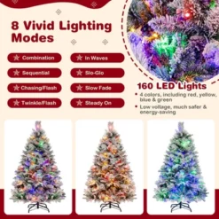 Costway 4.5 FT/6FT/7ft Pre-Lit Snow Flocked Christmas Tree Hinged Xmas Tree With8 Modes 160/240/320 Lights -Christmas Gifts Store GUEST ddb00ce4 f75c 4e14 ab25 d58a5239b9ed