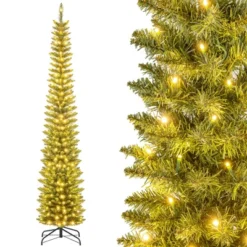 Costway 5/6/7/99 FT Pre-Lit Pencil Christmas Tree With 400 LED Lights & 699 Branch Tips Party -Christmas Gifts Store GUEST ebfdb699 8cb8 408f 9a80 1abd8fa562e8