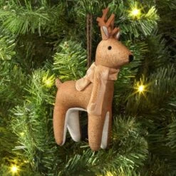 Christmas Fabric Deer Ornament Brown - Wondershop™