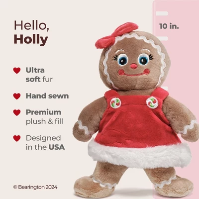 Bearington Holly Ginger Gingerbread Plush, 10 Inch Christmas Doll, Christmas Stuffed Gingerbread Gift For Toddlers, Kids & Teens 7 Bearington Holly Ginger Gingerbread Plush, 10 Inch Christmas Doll, Christmas Stuffed Gingerbread Gift For Toddlers, Kids & Teens - Image 5