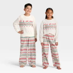 Kids' "Let It Snow" Fair Isle Microfleece Holiday Matching Family Pajama Pants - Wondershop™ Cream -Christmas Gifts Store GUEST f7d95059 5f07 40cf 82da 71d55621510c